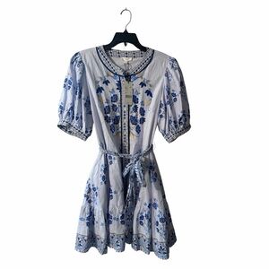 A Loves A Blue Floral Mini Dress XL NWT Tie Waist Boho